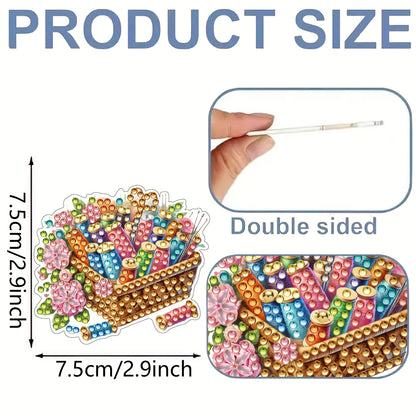 15pcs Sewing Tool 2D Acrylic DIY Diamond Art Fridge Magnet Kit for Home Decor