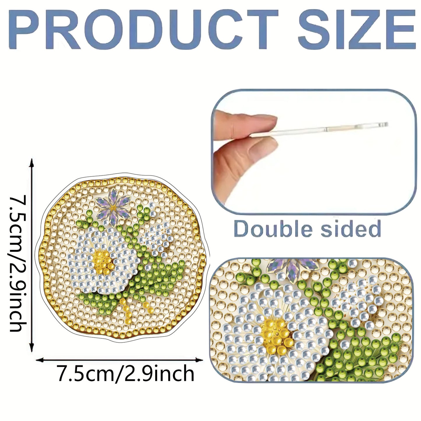 15pcs Flower 2D Acrylic DIY Diamond Art Fridge Magnet Kit for Home Car Decor