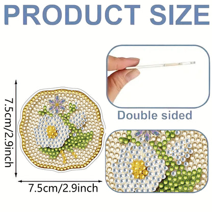 15pcs Flower 2D Acrylic DIY Diamond Art Fridge Magnet Kit for Home Car Decor