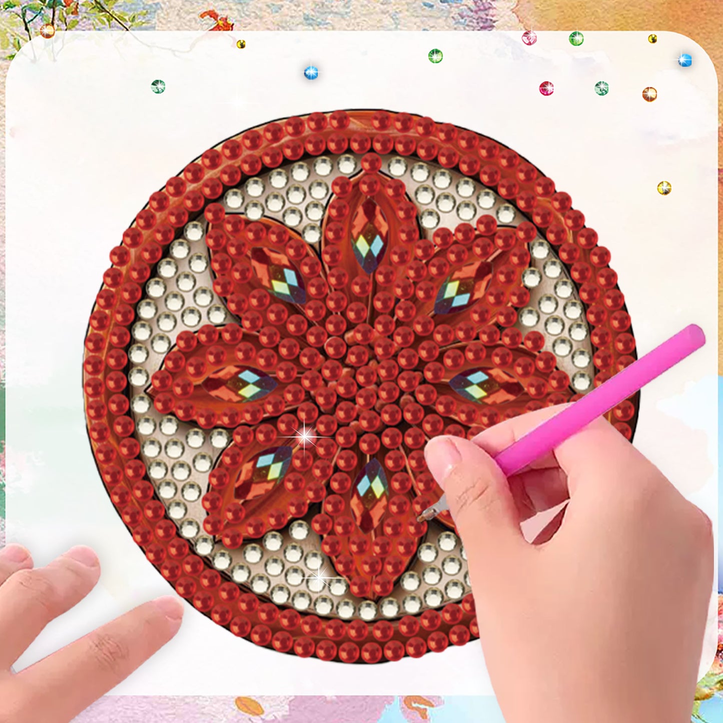 15pcs Flower 2D Acrylic DIY Diamond Art Fridge Magnet Kit for Home Car Decor