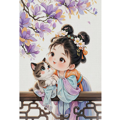 Princess Ziwei And Her Cat - 11CT Stamped Cross Stitch 50*70CM(Mona Lisa Brand)