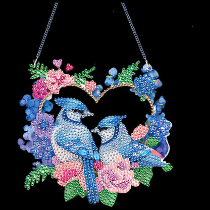 4Pcs Bluebird Cardinal 2D Flat DIY Diamond Painting Kit Home Crystal Art Pendant