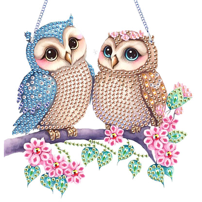 4Pcs Owl 2D Flat DIY Diamond Painting Kits Crystal Art Pendant for Home Wall