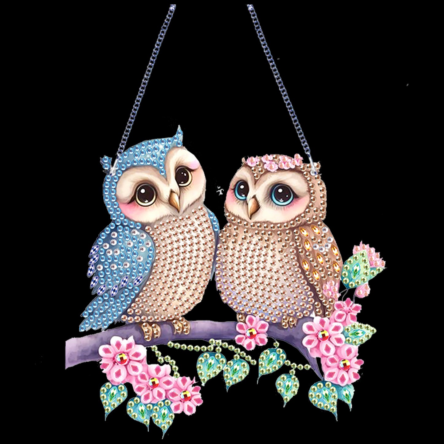4Pcs Owl 2D Flat DIY Diamond Painting Kits Crystal Art Pendant for Home Wall