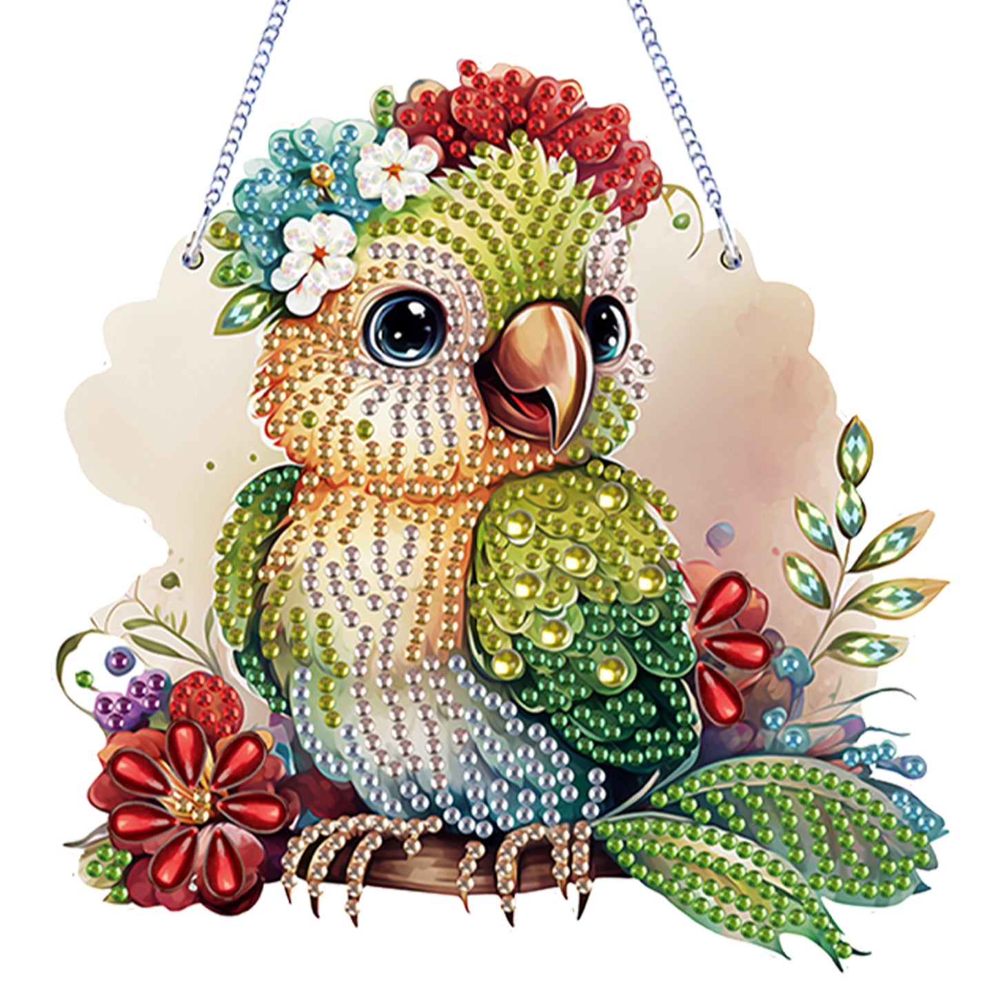 4Pcs Flower Bird 2D Flat DIY Diamond Painting Kit Home Wall Crystal Art Pendant