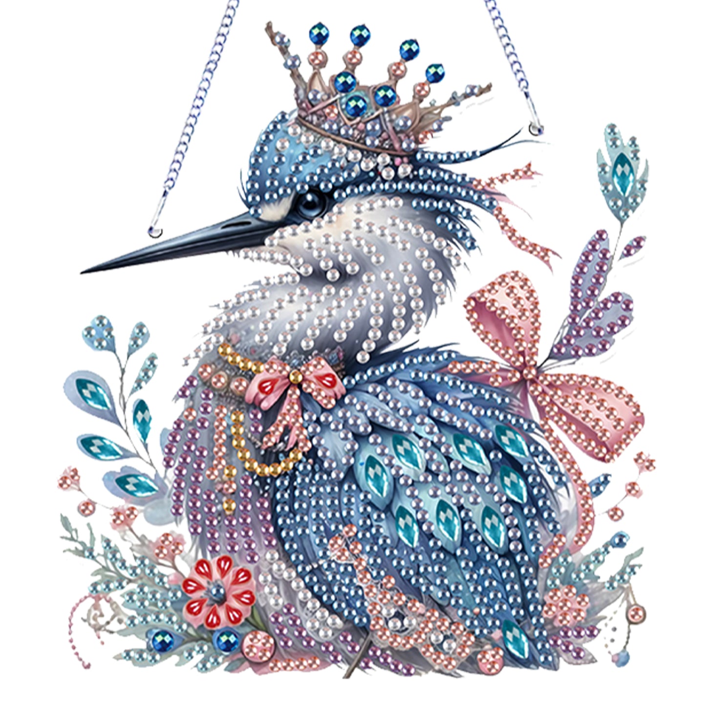 4Pcs Flower Bird 2D Flat DIY Diamond Painting Kit Home Wall Crystal Art Pendant