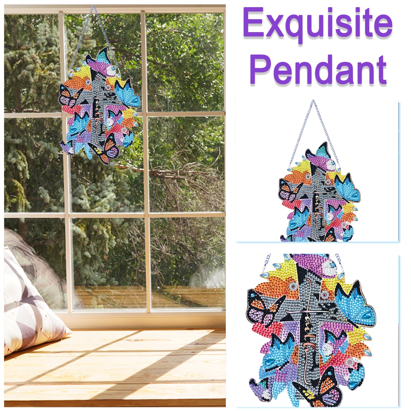 4Pcs Easter 2D Flat DIY Diamond Painting Kit Crystal Art Pendant for Home Wall