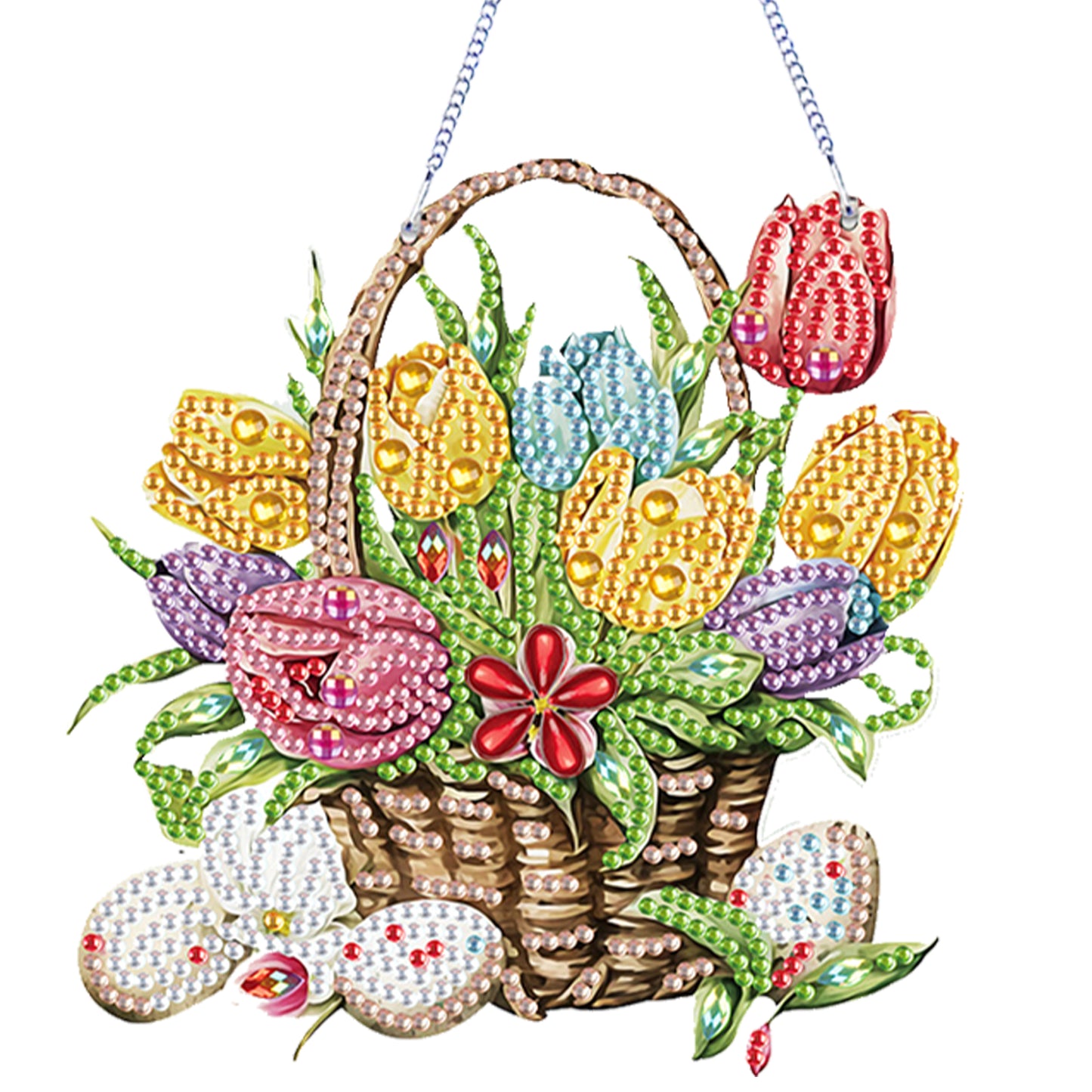 4Pcs Easter 2D Flat DIY Diamond Painting Kit Crystal Art Pendant for Home Wall