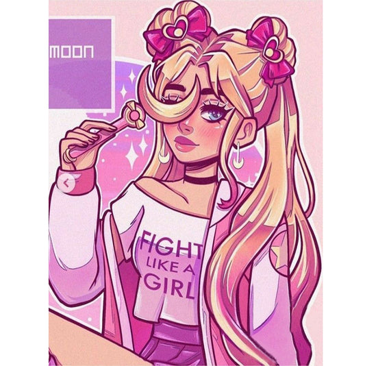 Cartoon Girl - Full Round Drill Diamond Painting 30*40CM