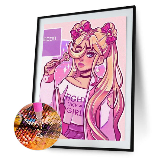 Cartoon Girl - Full Round Drill Diamond Painting 30*40CM