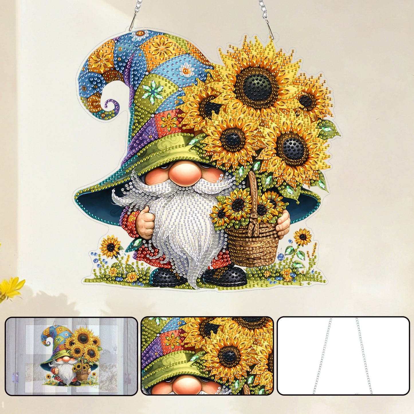 Sunflower 2D Flat DIY Acrylic Diamond Art Paintings Pendant for Home Wall Decor