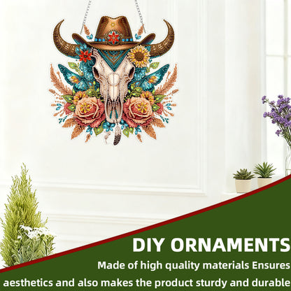 Cowboy Cow 2D Flat DIY Acrylic Diamond Art Paintings Pendant for Home Wall Decor