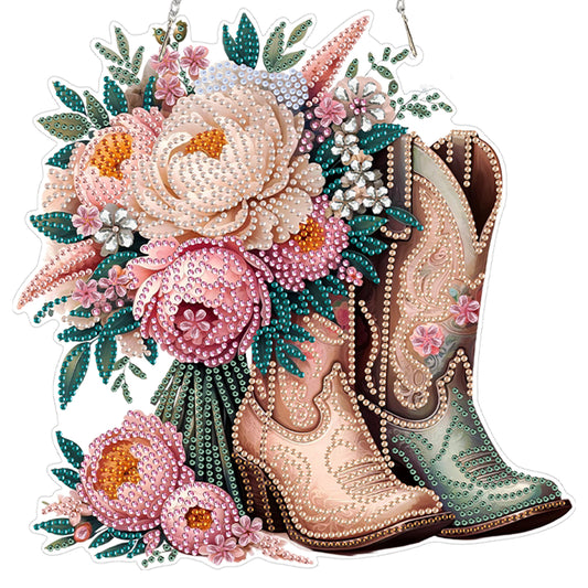 Boots 2D Flat DIY Acrylic Diamond Art Paintings Pendant for Home Wall Decor