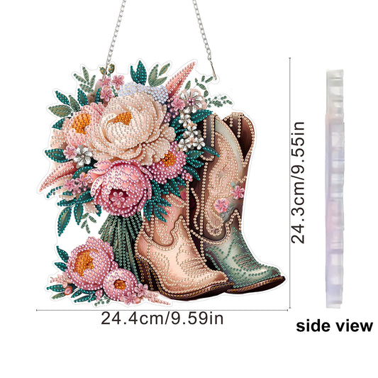 Boots 2D Flat DIY Acrylic Diamond Art Paintings Pendant for Home Wall Decor
