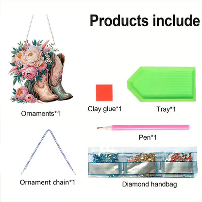 Boots 2D Flat DIY Acrylic Diamond Art Paintings Pendant for Home Wall Decor