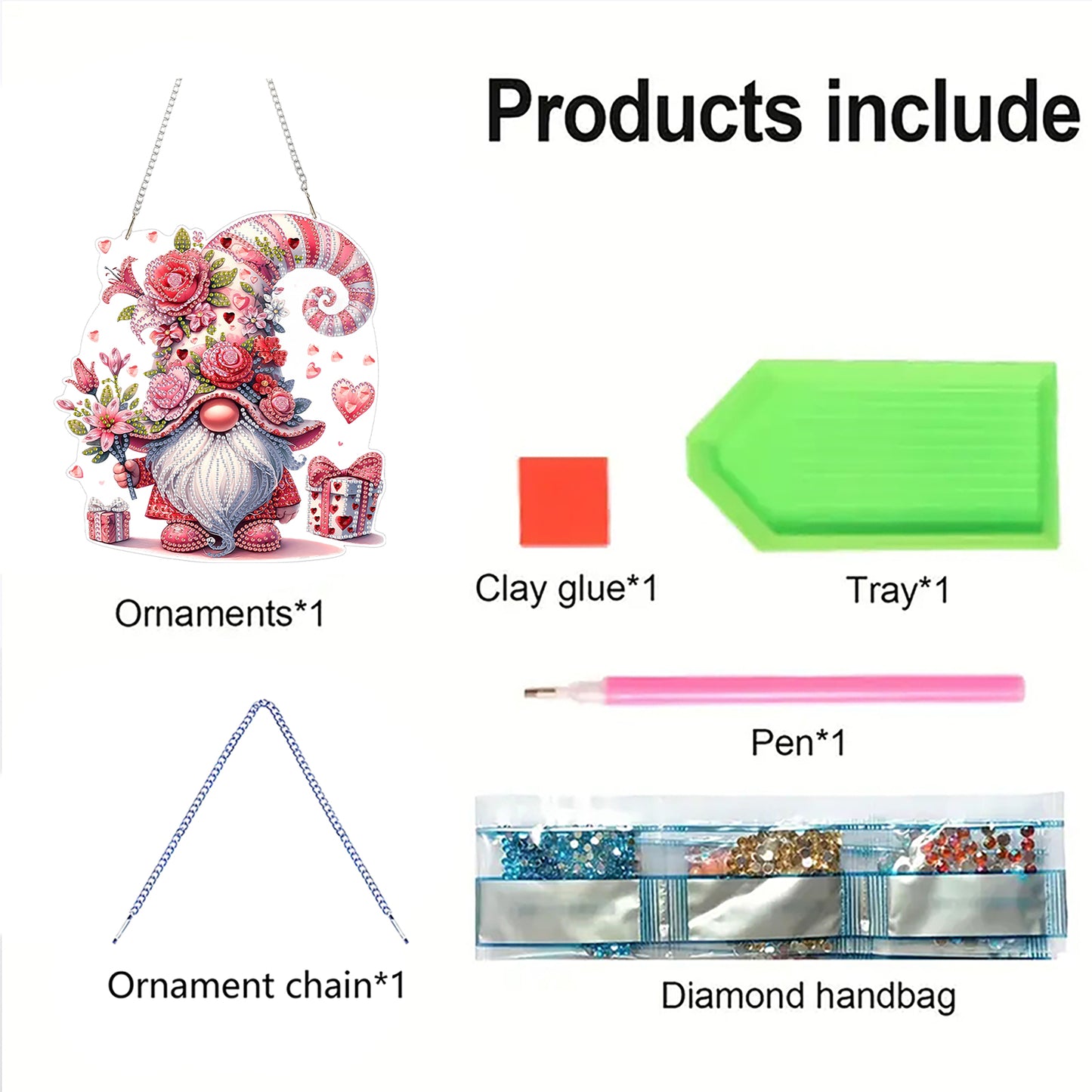 Pink 2D Flat DIY Acrylic Diamond Art Paintings Pendant for Home Wall Decor Charm
