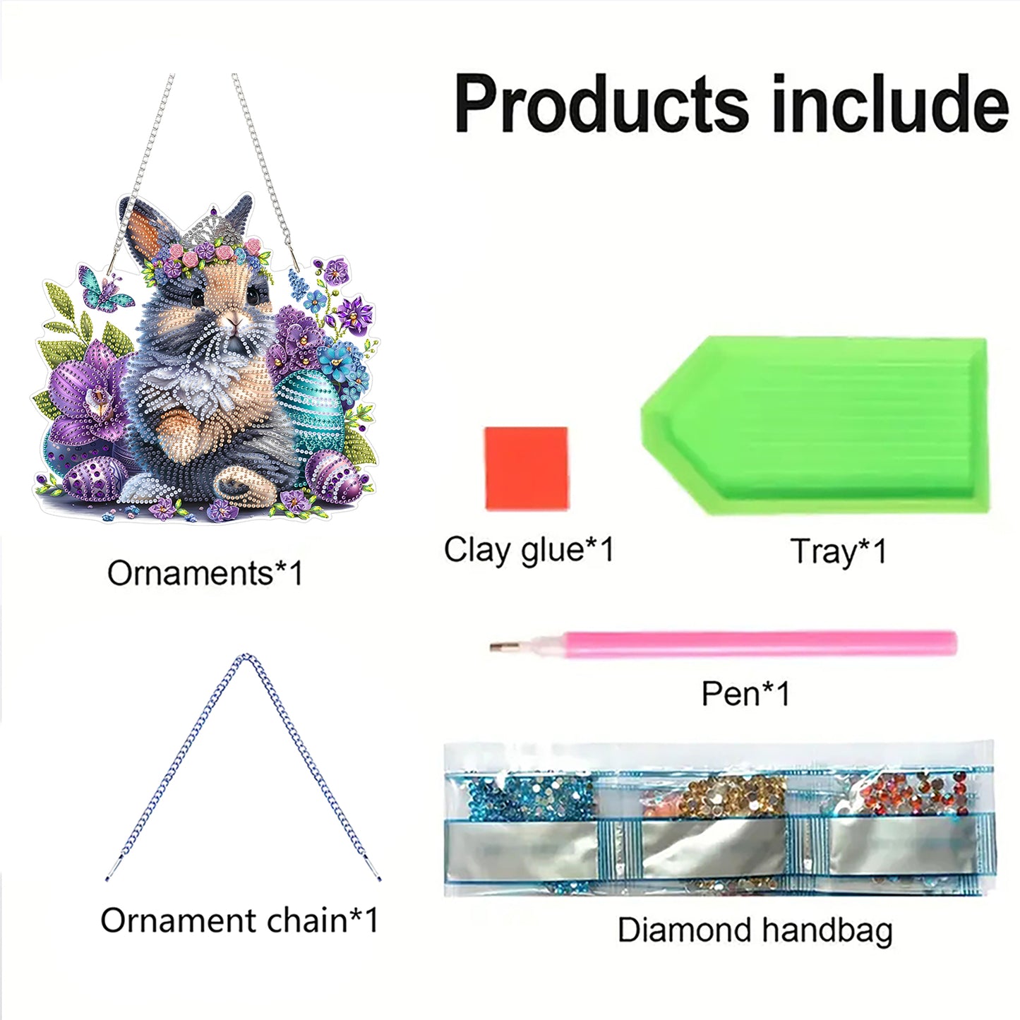Rabbit 2D Flat DIY Acrylic Diamond Art Paintings Pendant for Home Wall Decor