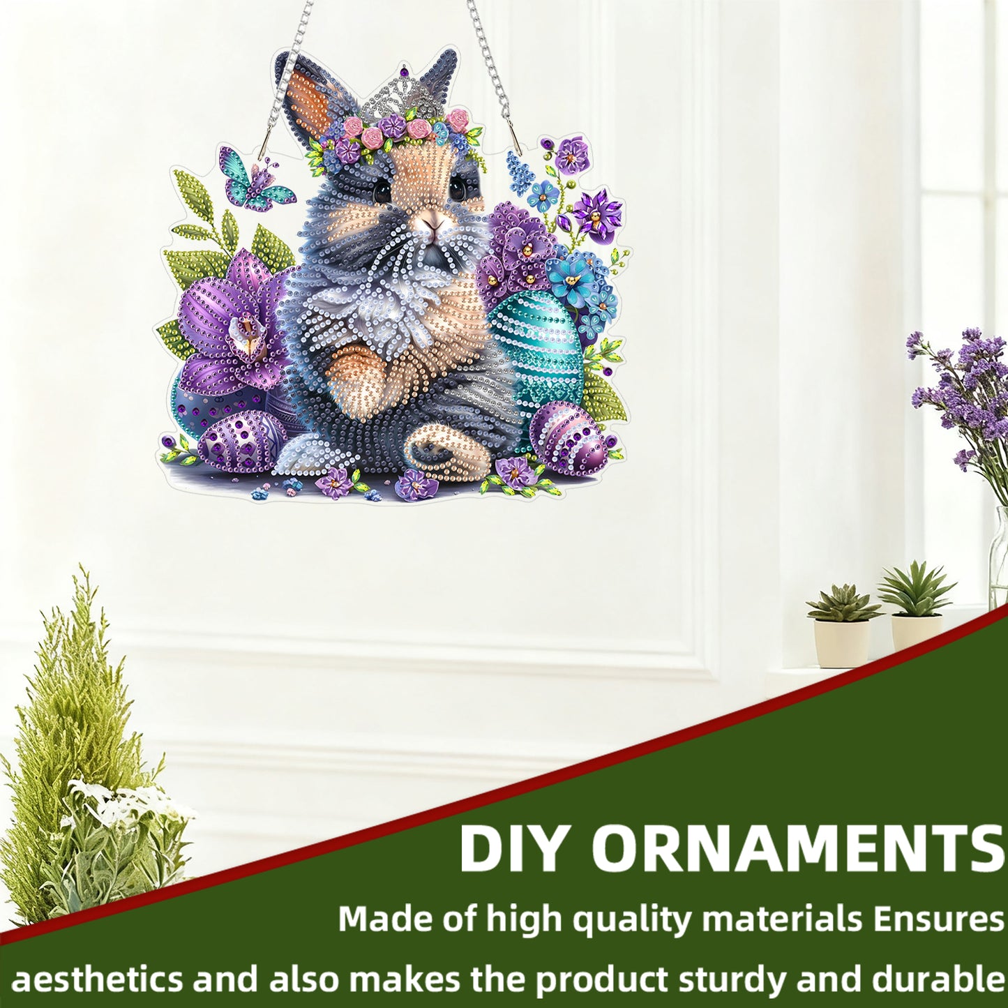Rabbit 2D Flat DIY Acrylic Diamond Art Paintings Pendant for Home Wall Decor