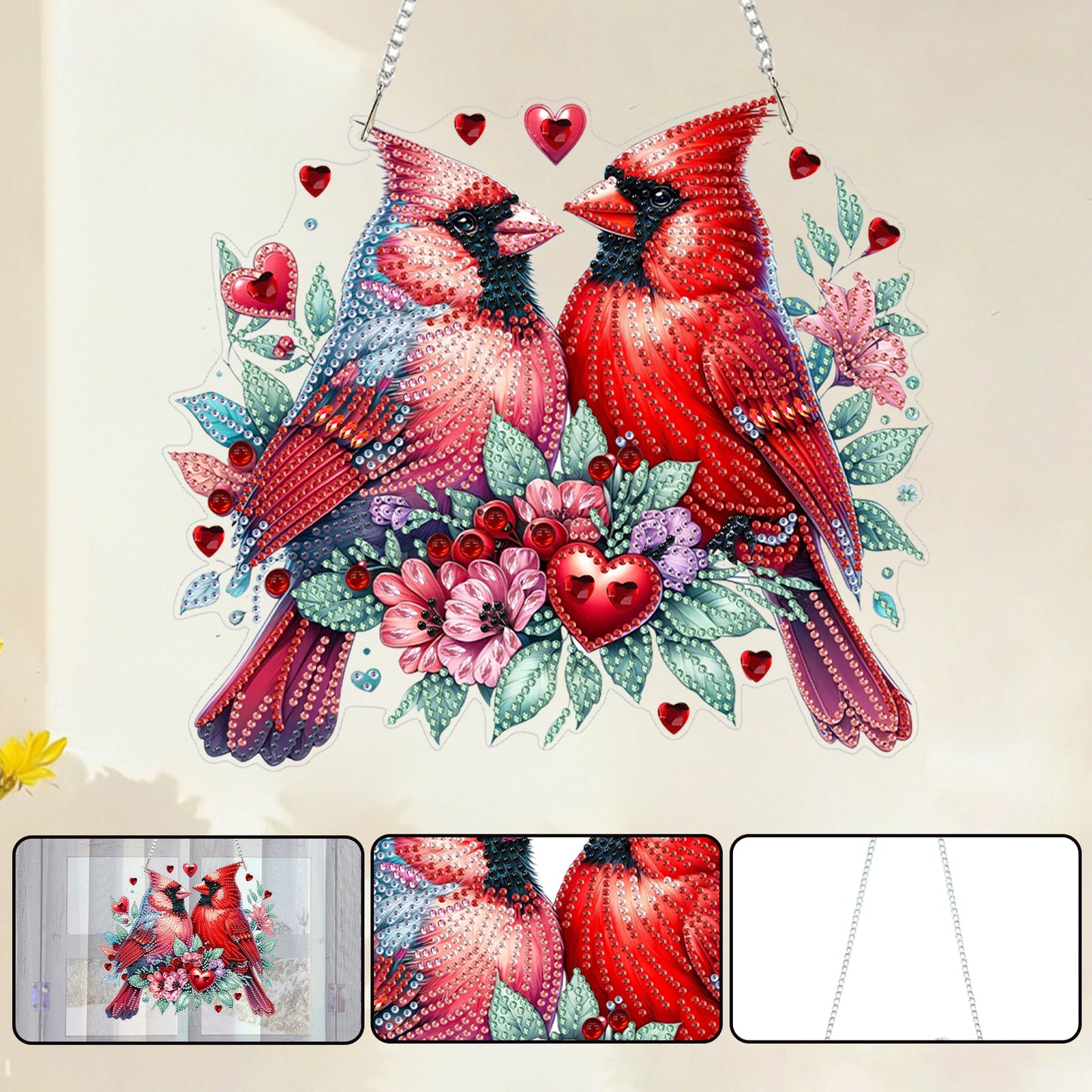 Heart 2D Flat DIY Acrylic Diamond Art Paintings Pendant for Home Wall Decor