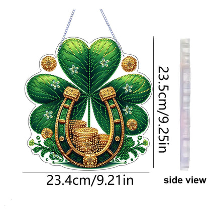 St Patricks Day 3 DIY 2D Flat Acrylic Diamond Painting Dots Pendant for Adults