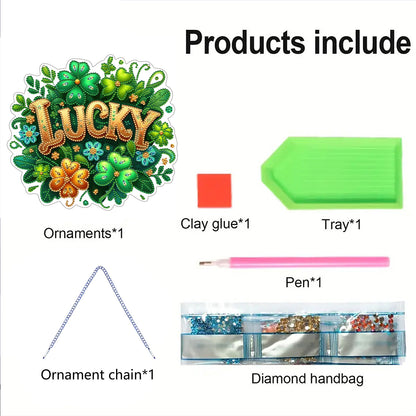Lucky DIY 2D Flat Acrylic Diamond Painting Dots Pendant for Adults Home Decor