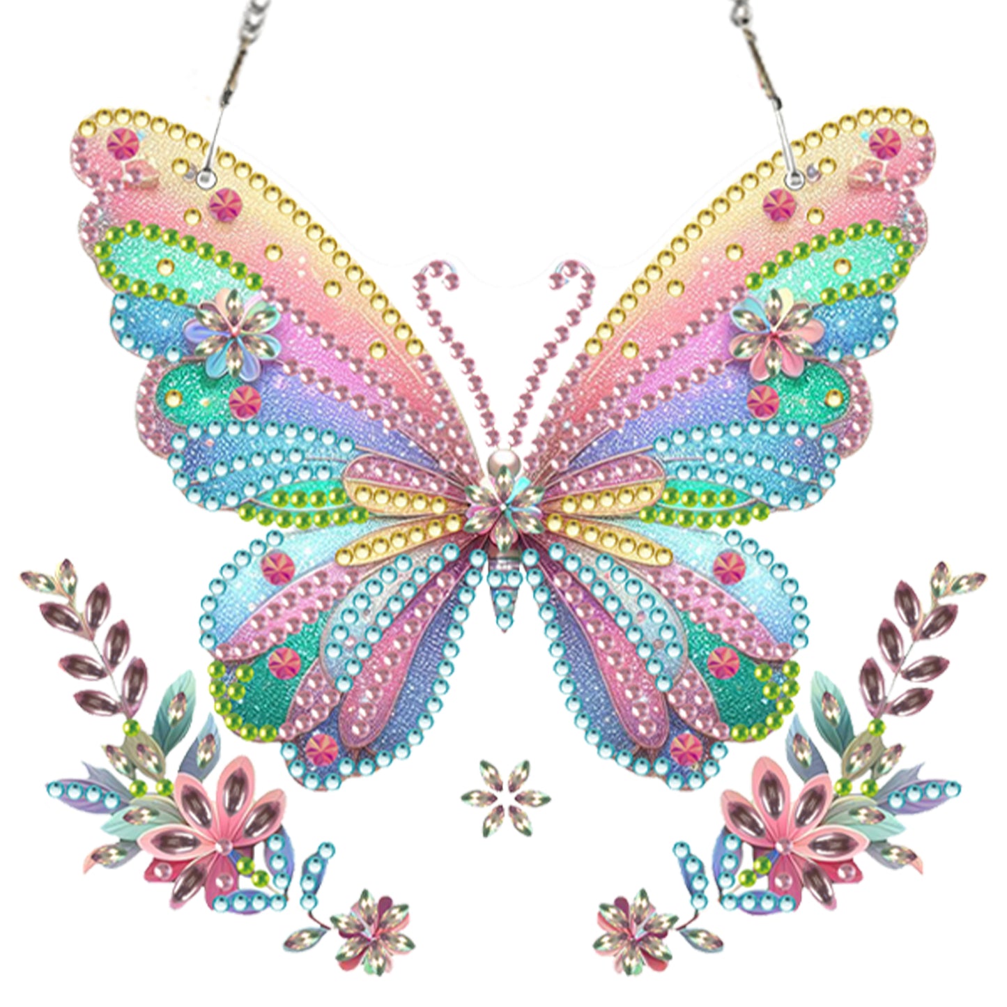 4pcs Fairy Butterfly DIY 2D Flat Acrylic Diamond Painting Pendant Kit Home Decor