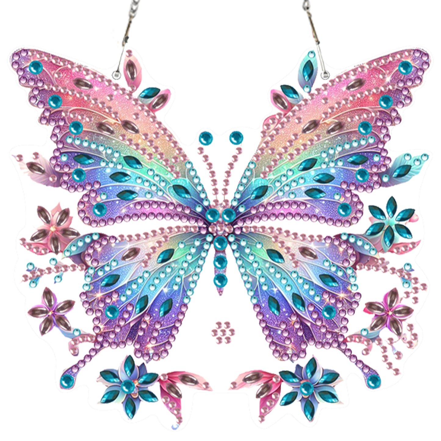 4pcs Fairy Butterfly DIY 2D Flat Acrylic Diamond Painting Pendant Kit Home Decor