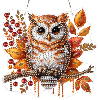 4pcs Owl DIY 2D Flat Acrylic Diamond Painting Pendant Kit for Adults Home Decor