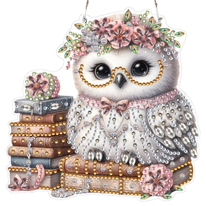 4pcs Owl DIY 2D Flat Acrylic Diamond Painting Pendant Kit for Adults Home Decor