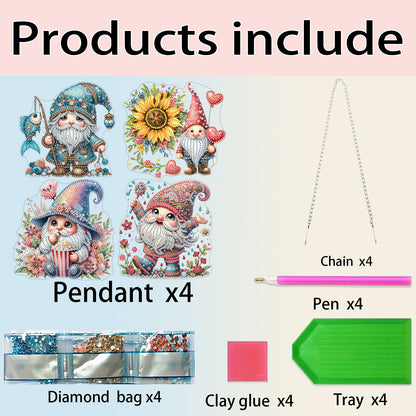 4pcs Goblin DIY 2D Flat Acrylic Diamond Painting Pendant Kit for Home Decor
