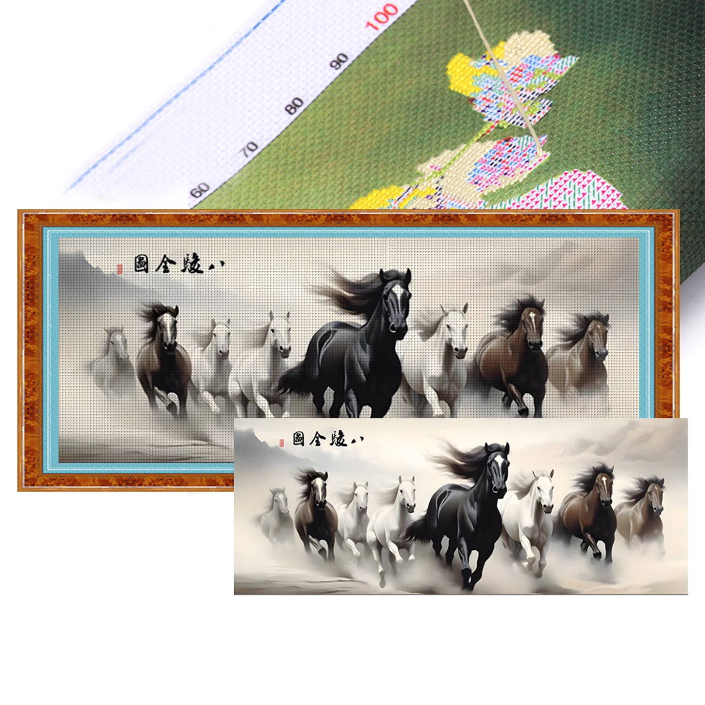 Horse - 11CT Stamped Cross Stitch 150*60CM(Mona Lisa Brand)