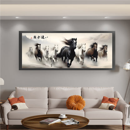 Horse - 11CT Stamped Cross Stitch 150*60CM(Mona Lisa Brand)