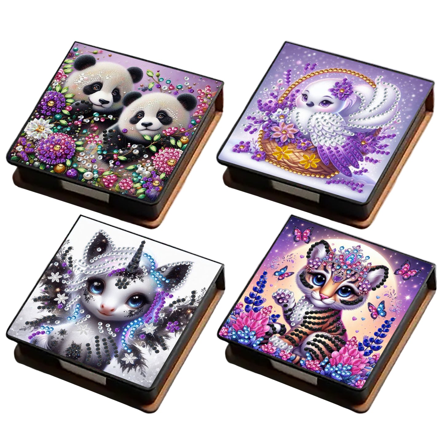 Animal PU DIY 5D Diamond Painting Note Box 640 Blank Notepads for Home Office