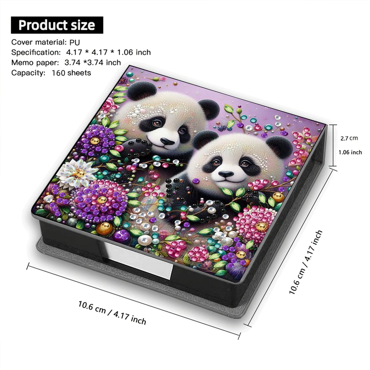 Animal PU DIY 5D Diamond Painting Note Box 640 Blank Notepads for Home Office
