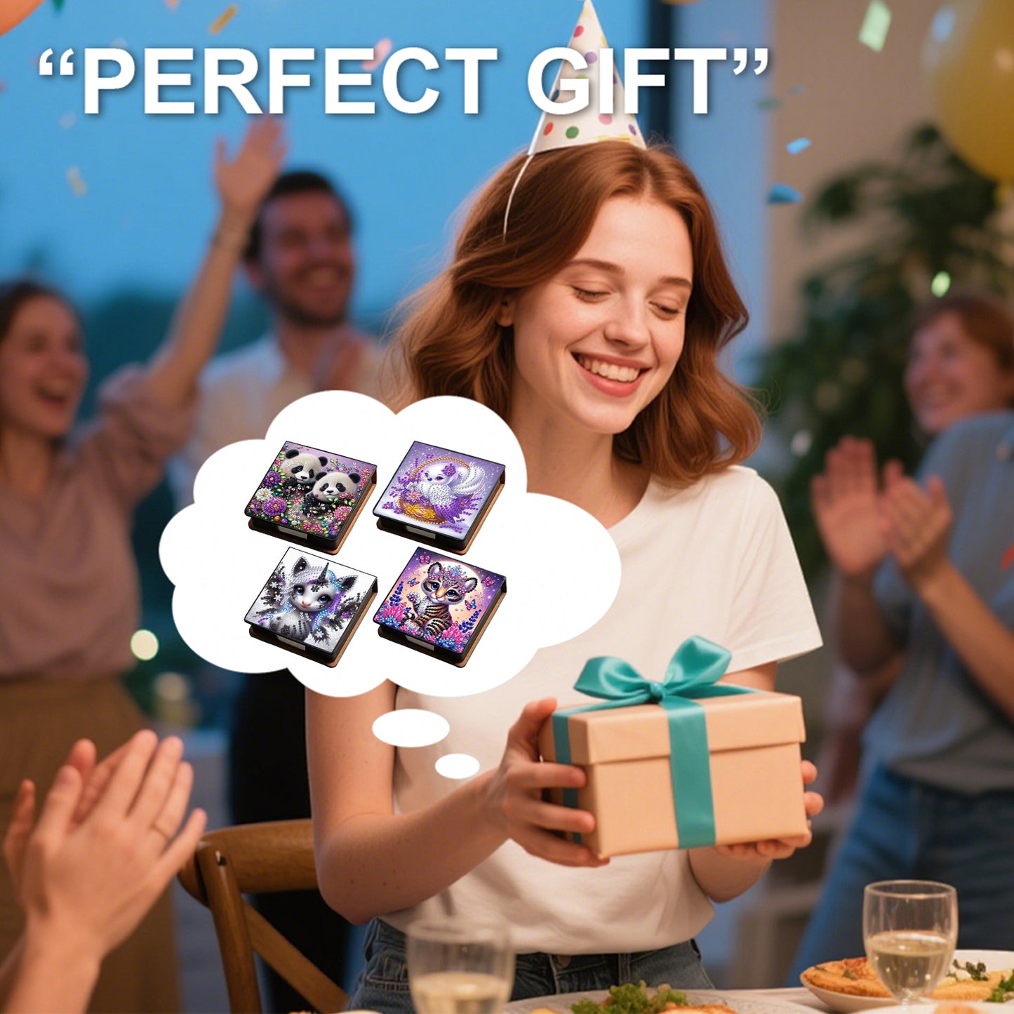 Animal PU DIY 5D Diamond Painting Note Box 640 Blank Notepads for Home Office