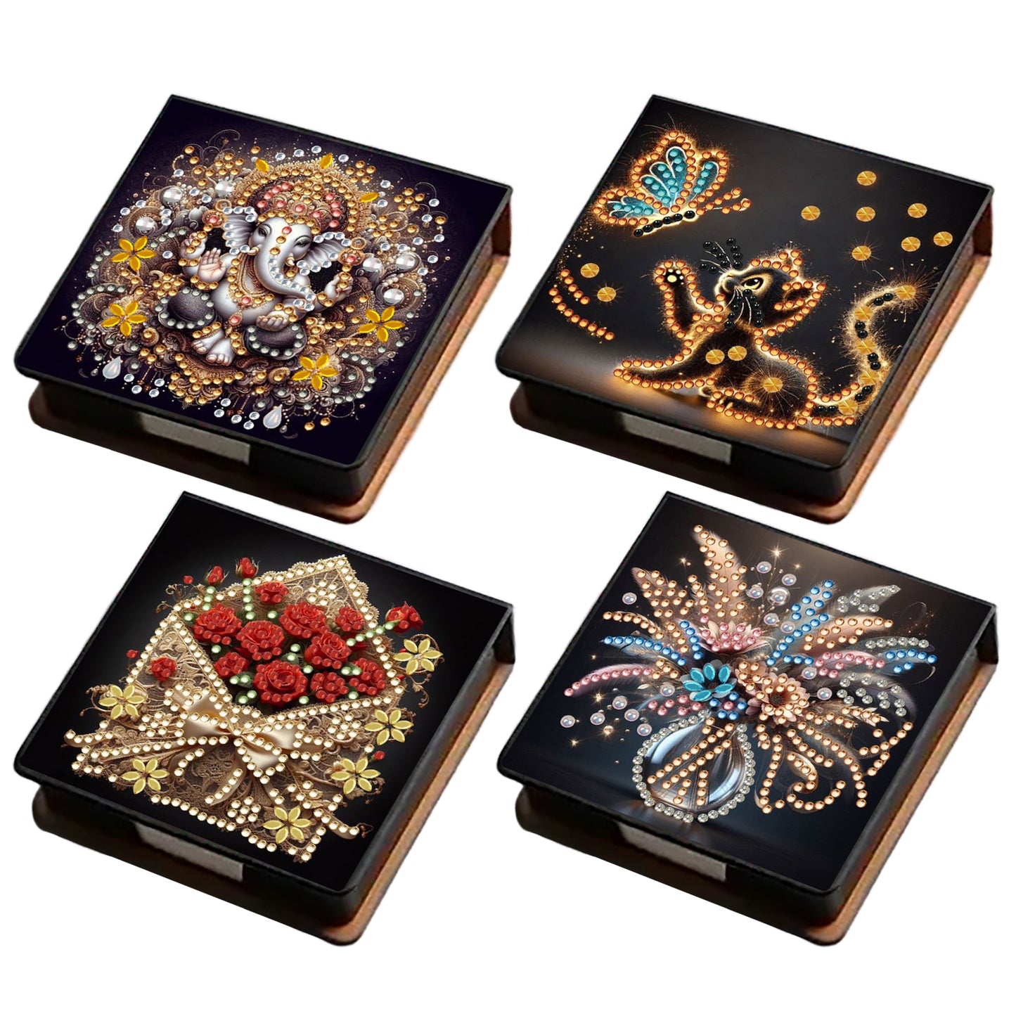 Animals Flowers PU DIY 5D Diamond Painting Note Box 640 Blank Notepad for Office