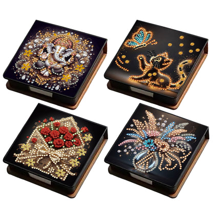 Animals Flowers PU DIY 5D Diamond Painting Note Box 640 Blank Notepad for Office