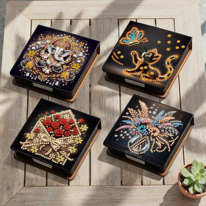 Animals Flowers PU DIY 5D Diamond Painting Note Box 640 Blank Notepad for Office