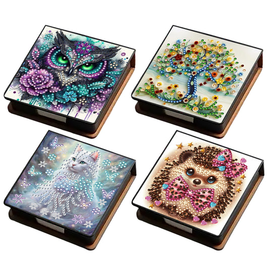 Animals and Trees PU DIY 5D Diamond Painting Note Box 640 Blank Notepads Office