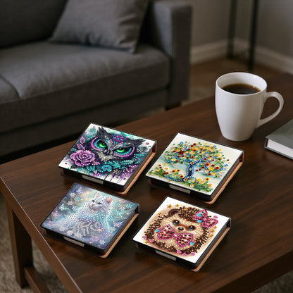 Animals and Trees PU DIY 5D Diamond Painting Note Box 640 Blank Notepads Office