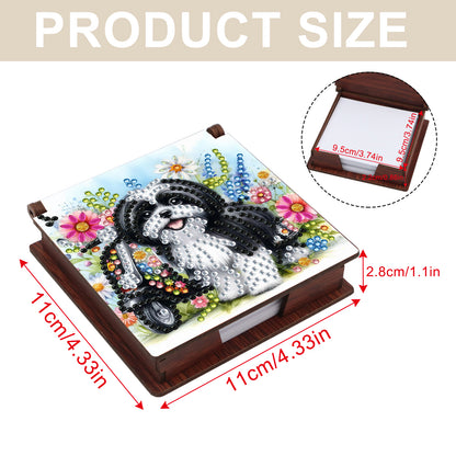 Butterflies and Flowers Wooden DIY 5D Diamond Painting Note Box for Office Home