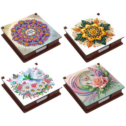 Flowers Wooden DIY 5D Diamond Painting Note Box 640 Notepads for Office Home