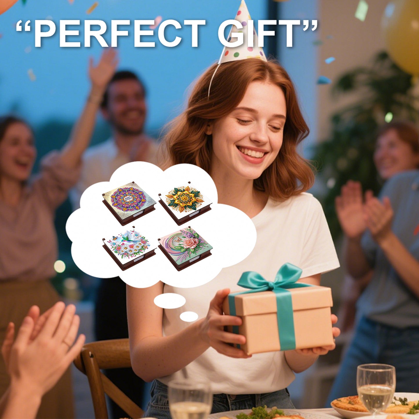 Flowers Wooden DIY 5D Diamond Painting Note Box 640 Notepads for Office Home