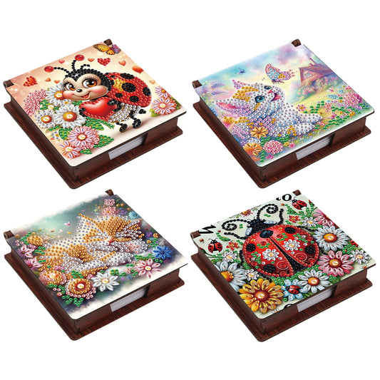 Insects and Animals Wooden DIY 5D Diamond Painting Note Box 640 Notepads Office