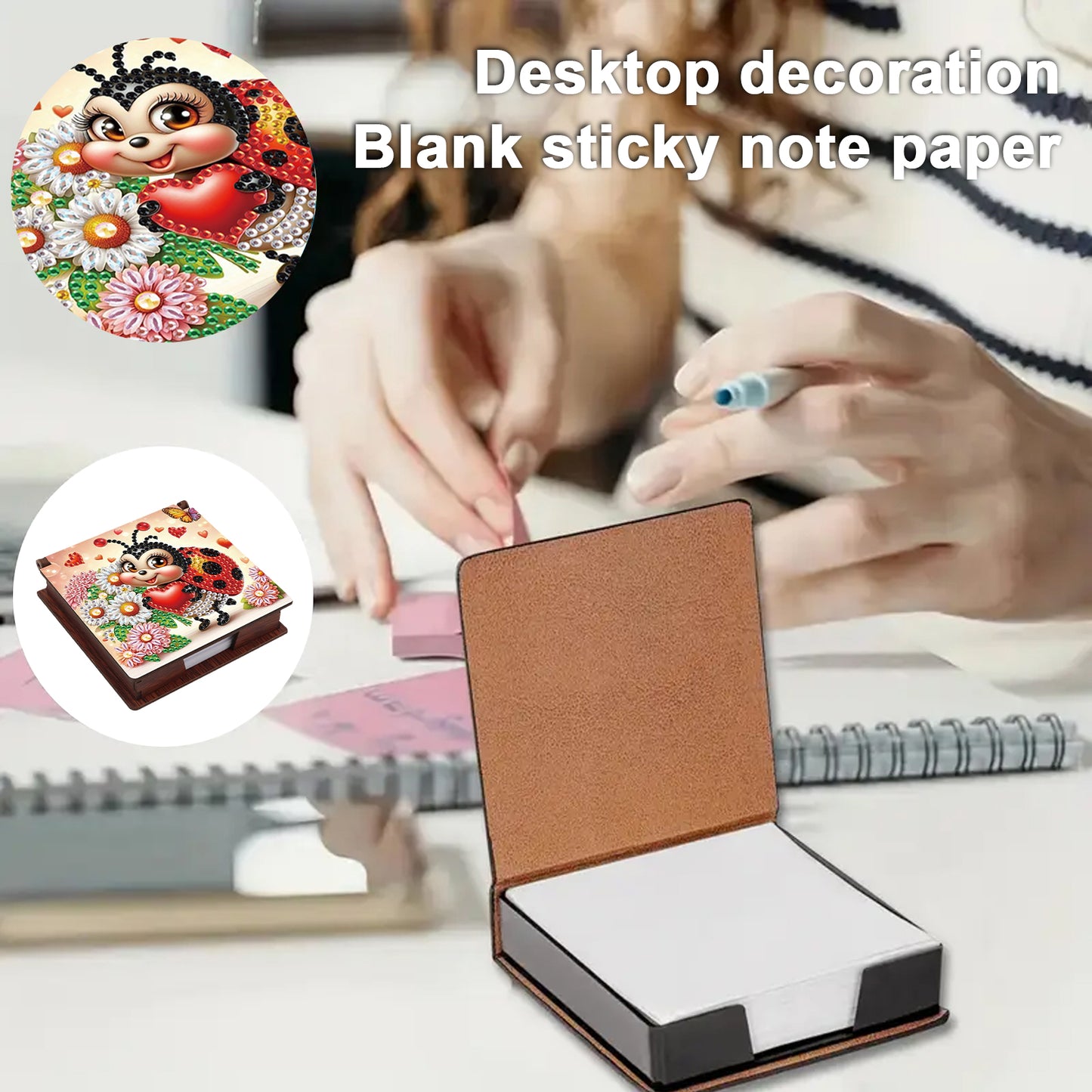 Insects and Animals Wooden DIY 5D Diamond Painting Note Box 640 Notepads Office