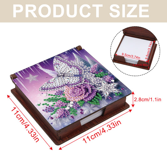 Blue Flowers Wooden DIY 5D Diamond Painting Note Box 640 Notepads Office Home