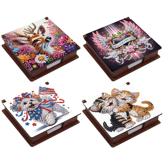 Animals Wooden DIY 5D Diamond Painting Note Box 640 Notepads for Office Home