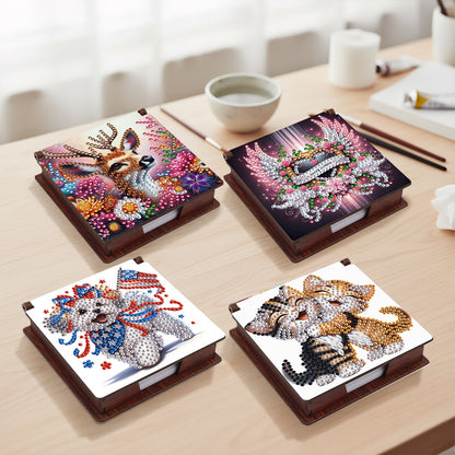 Animals Wooden DIY 5D Diamond Painting Note Box 640 Notepads for Office Home