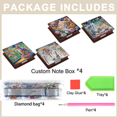 Kitty Wooden DIY 5D Diamond Painting Note Box 640 Notepads Office Home