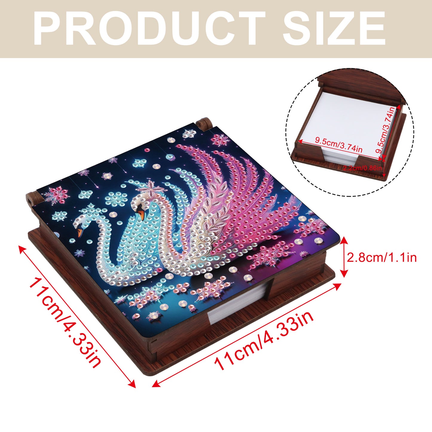 Animal Ambience Wooden DIY 5D Diamond Painting Note Box 640 Notepads Office Home